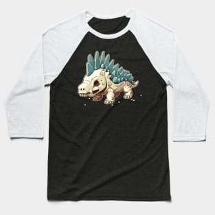 Scary Chibi Stegosaurus Isometric Dinosaur monster Baseball T-Shirt